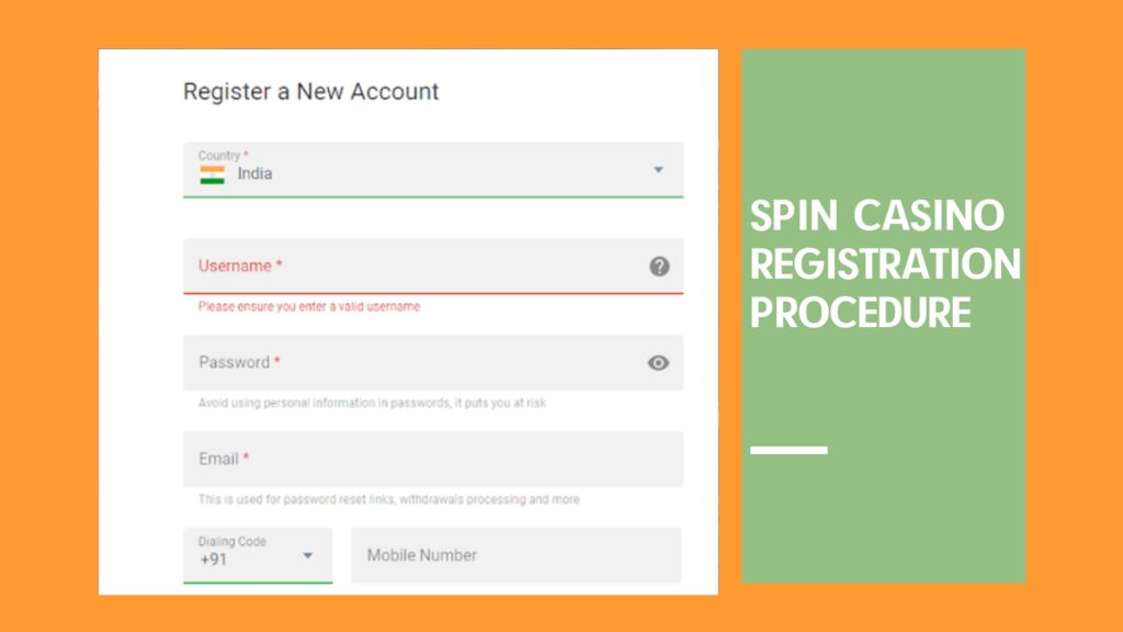 Spin casino Registration procedure